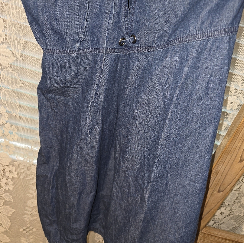 US Polo Assn Denim Sundress, Sleeveless, Lace Up, Womens XL, blue Jean Dress - Picture 3 of 5
